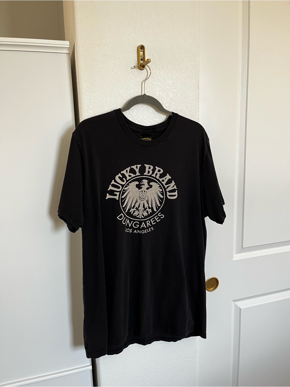 Lucky Brand Graphic T Shirt Men’s XL Black Short Sleeve Cotton Tee